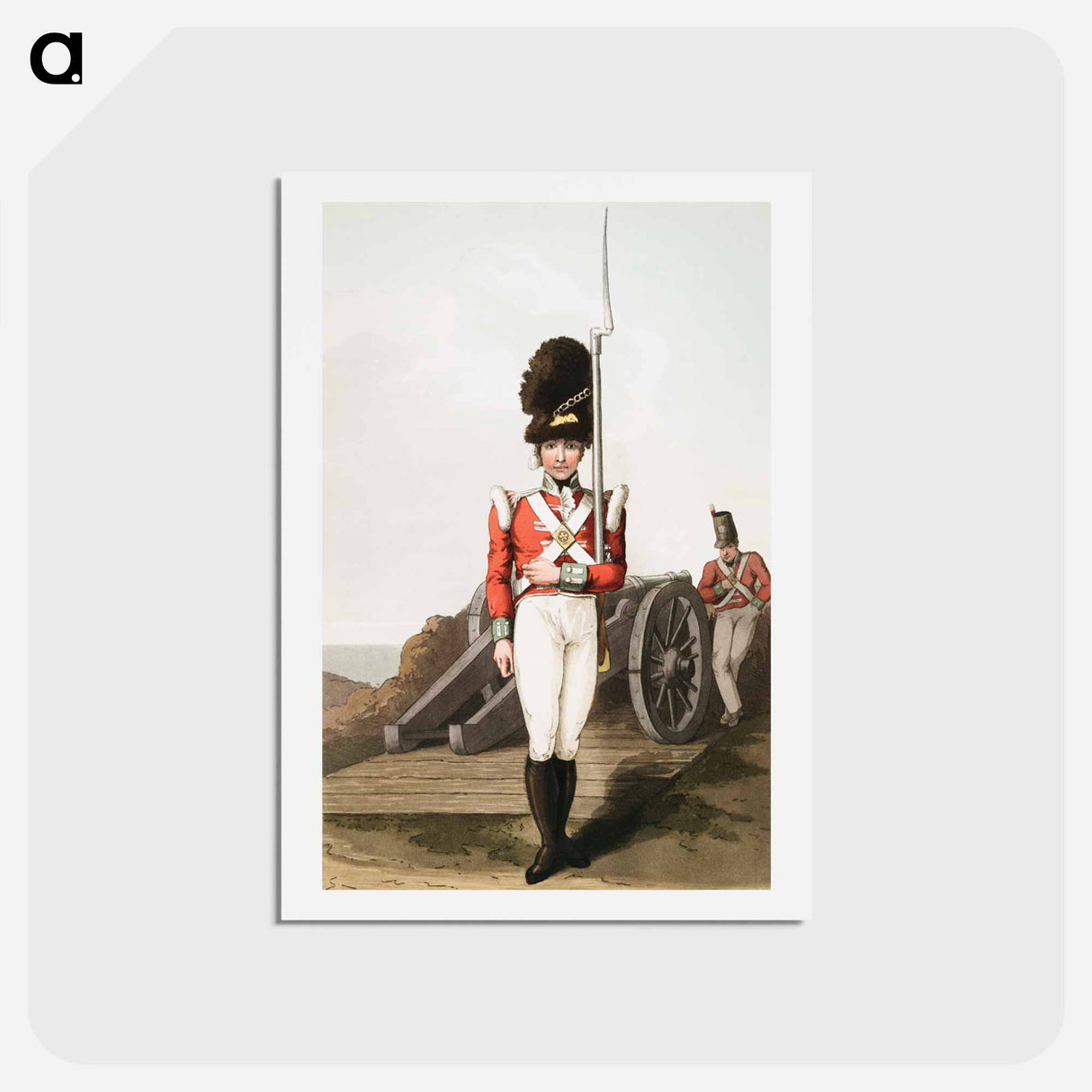 Illustration of grenadier or the first West York militia - 19世紀のヨークシャー Postcard.