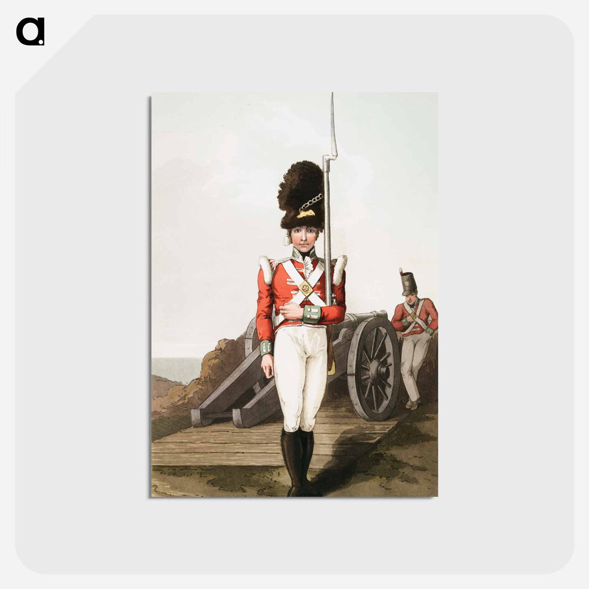 Illustration of grenadier or the first West York militia - 19世紀のヨークシャー Postcard.