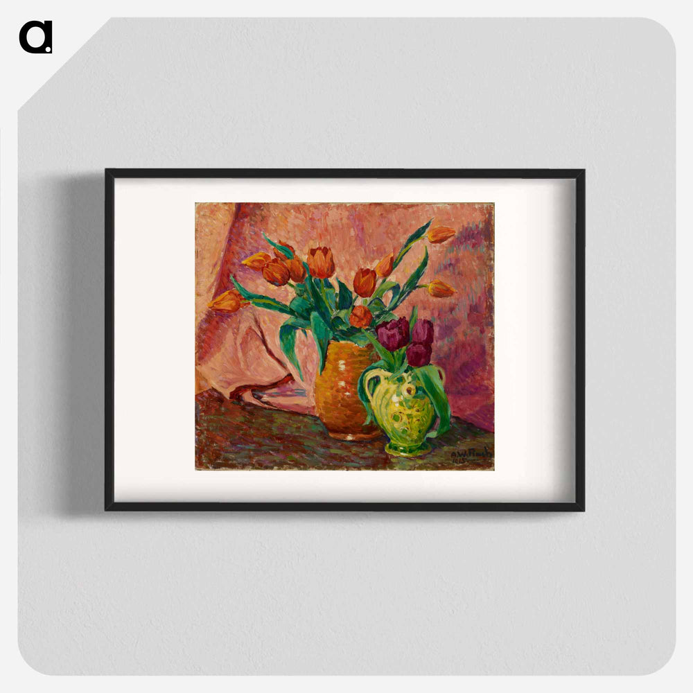 Two vases with tulips - アルフレッド ウィリアム フィンチ Poster.