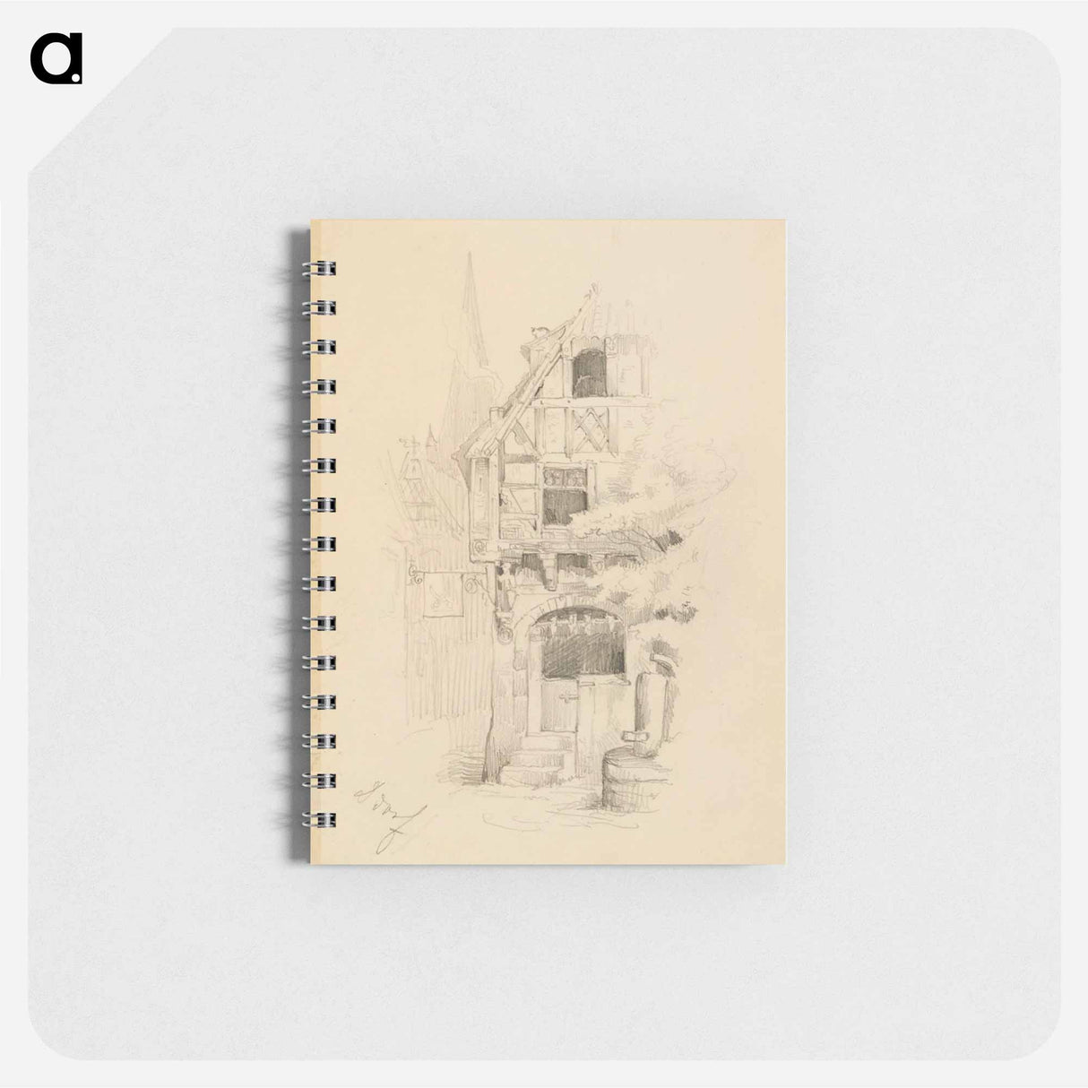 Ristikkotalo düsseldorfissa, taustalla kirkontornin kärki - アンダース エクマン Memo.