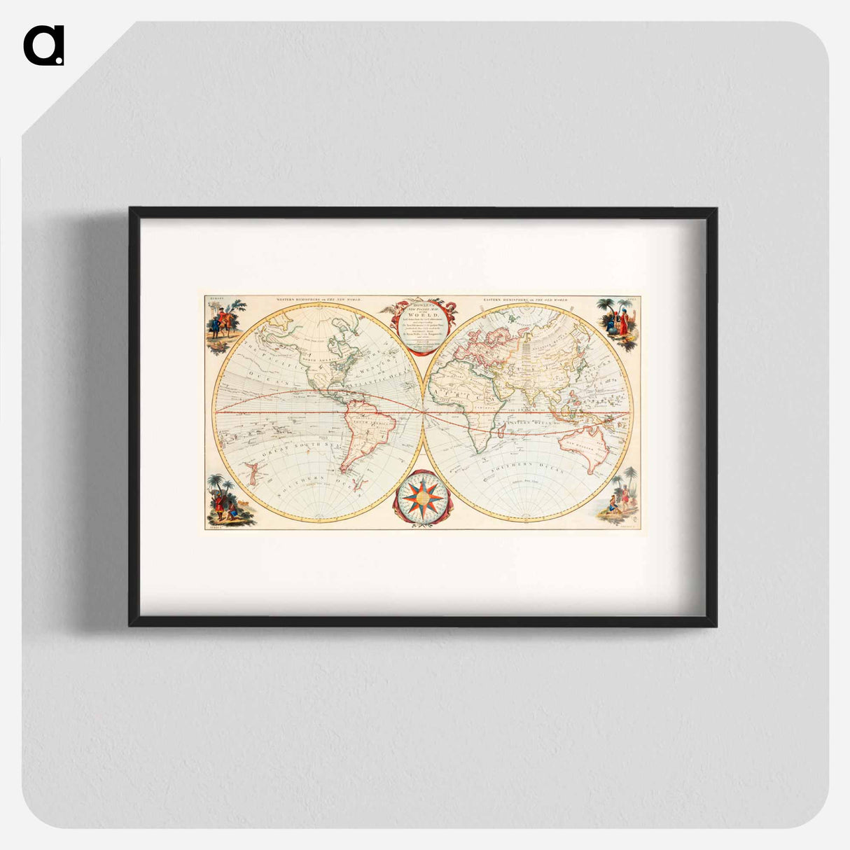 Bowles's new pocket map of the world - アンティーク地図 Poster.