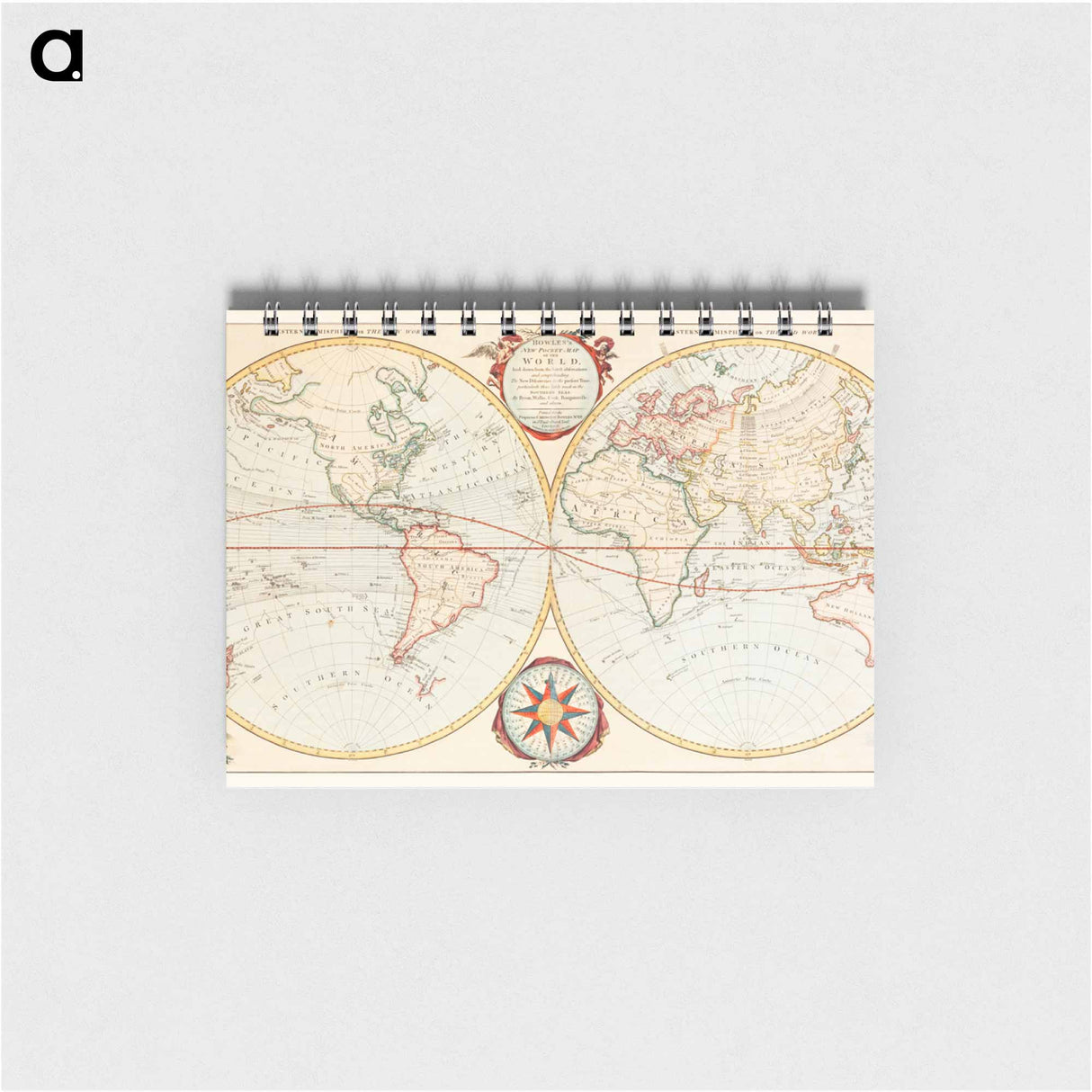 アートメモ帳-Bowles's new pocket map of the world - アンティーク地図 Memo.