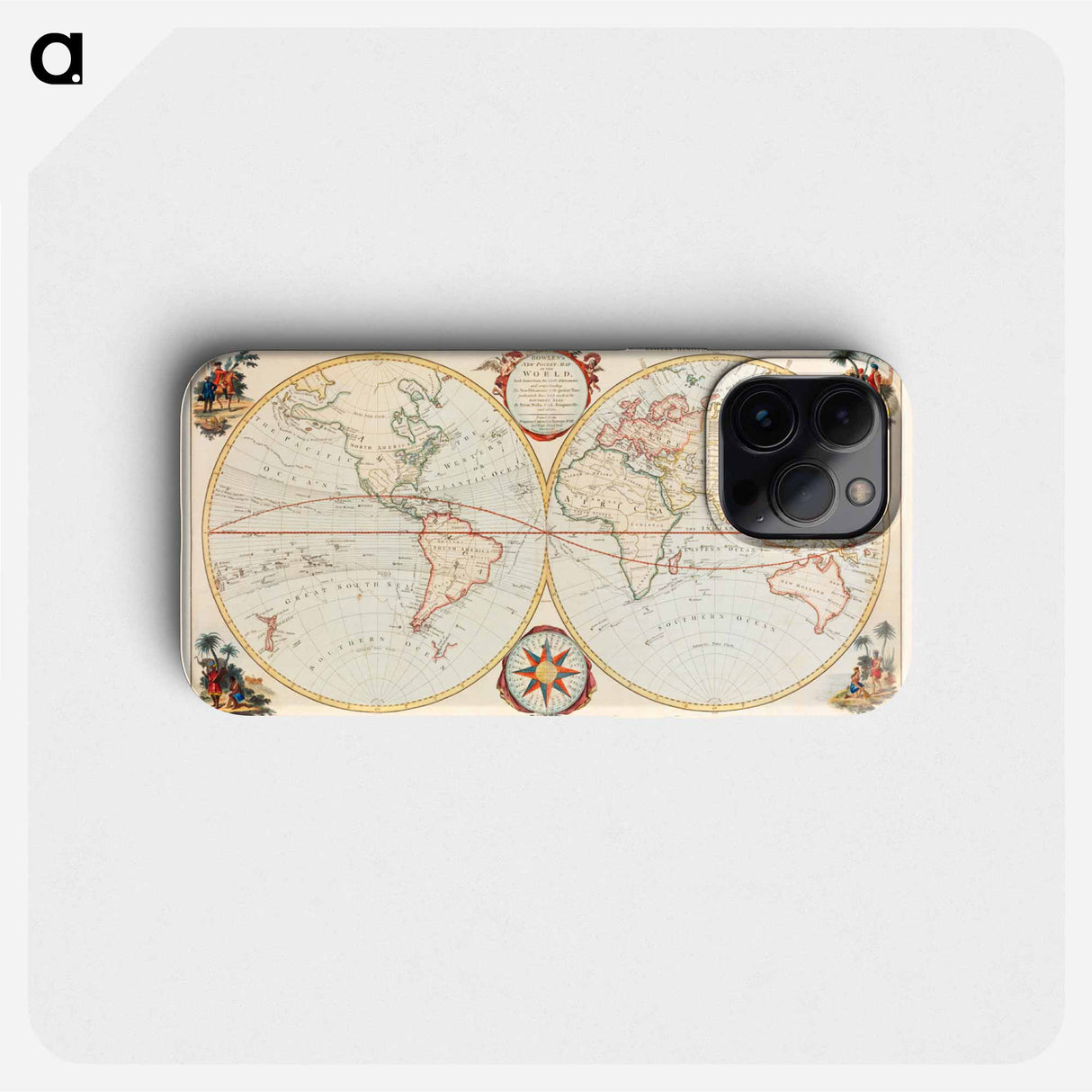 Bowles's new pocket map of the world - アンティーク地図 Phone Case.