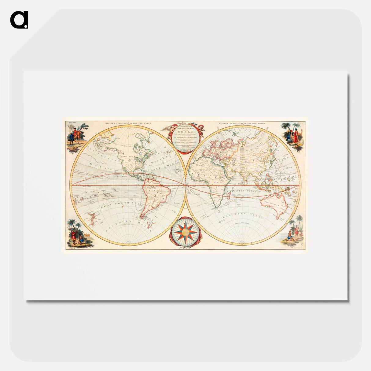 Bowles's new pocket map of the world - アンティーク地図 Poster.