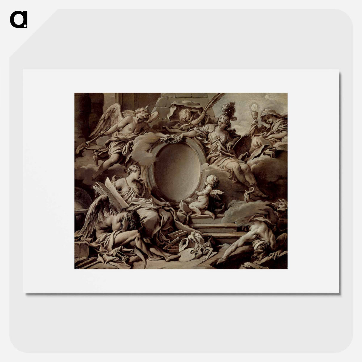 Project for a Cartouche: An Allegory of Minerva, Fame, History and Faith Overcoming Ignorance and Time - François Boucher Poster.