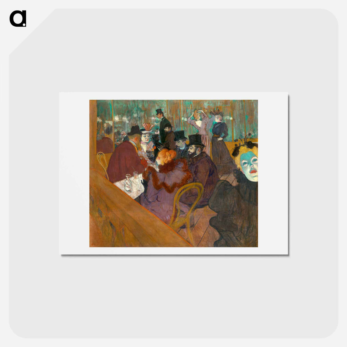アートポストカード-At the Moulin Rouge - アンリ ド トゥールーズ ロートレック Postcard.