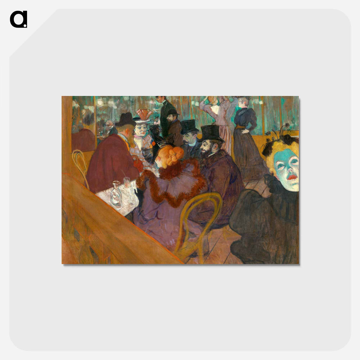 アートポストカード-At the Moulin Rouge - アンリ ド トゥールーズ ロートレック Postcard.
