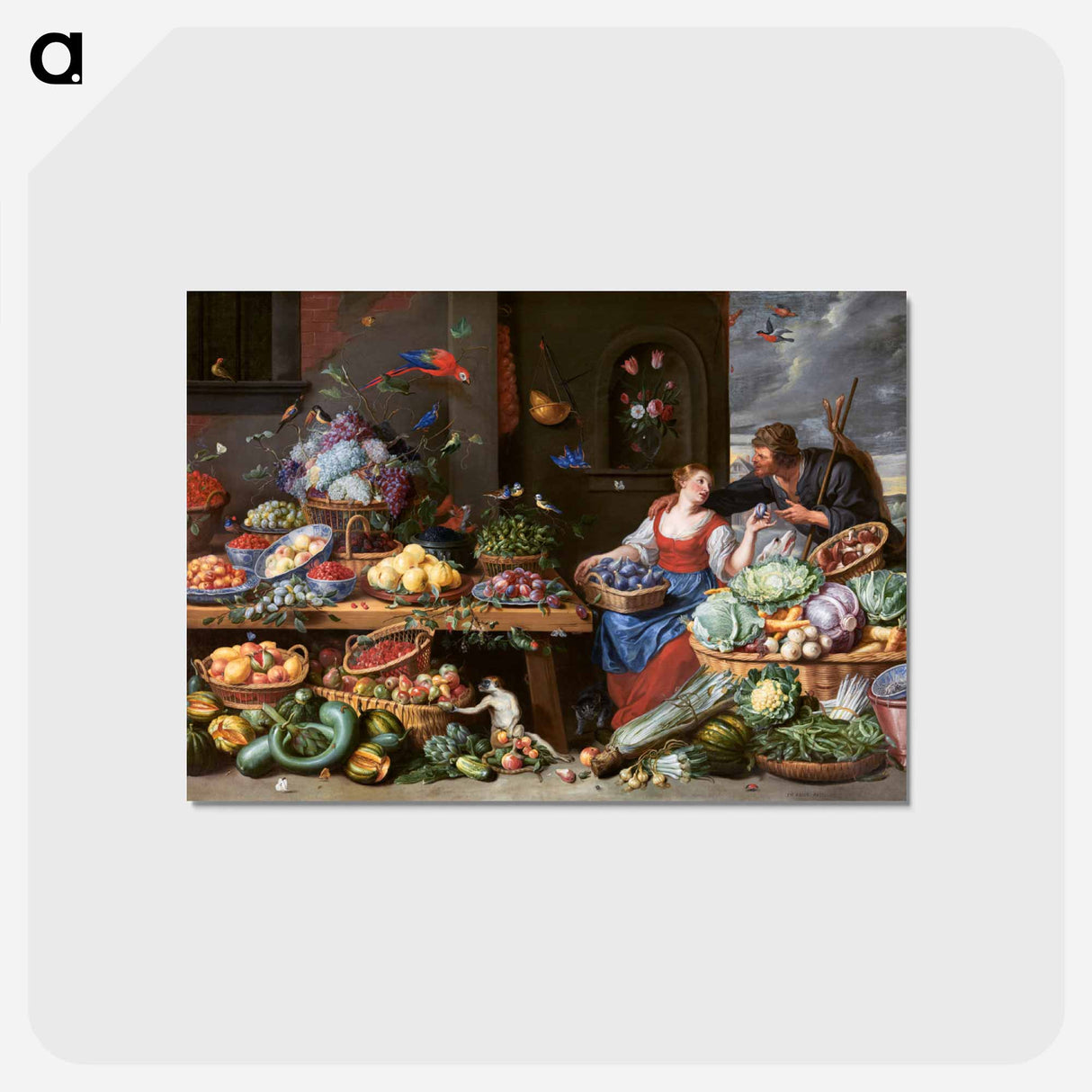 アートポストカード-Fruit and Vegetable Market with a Young Fruit Seller
- ヤン ファン ケッセル Postcard.