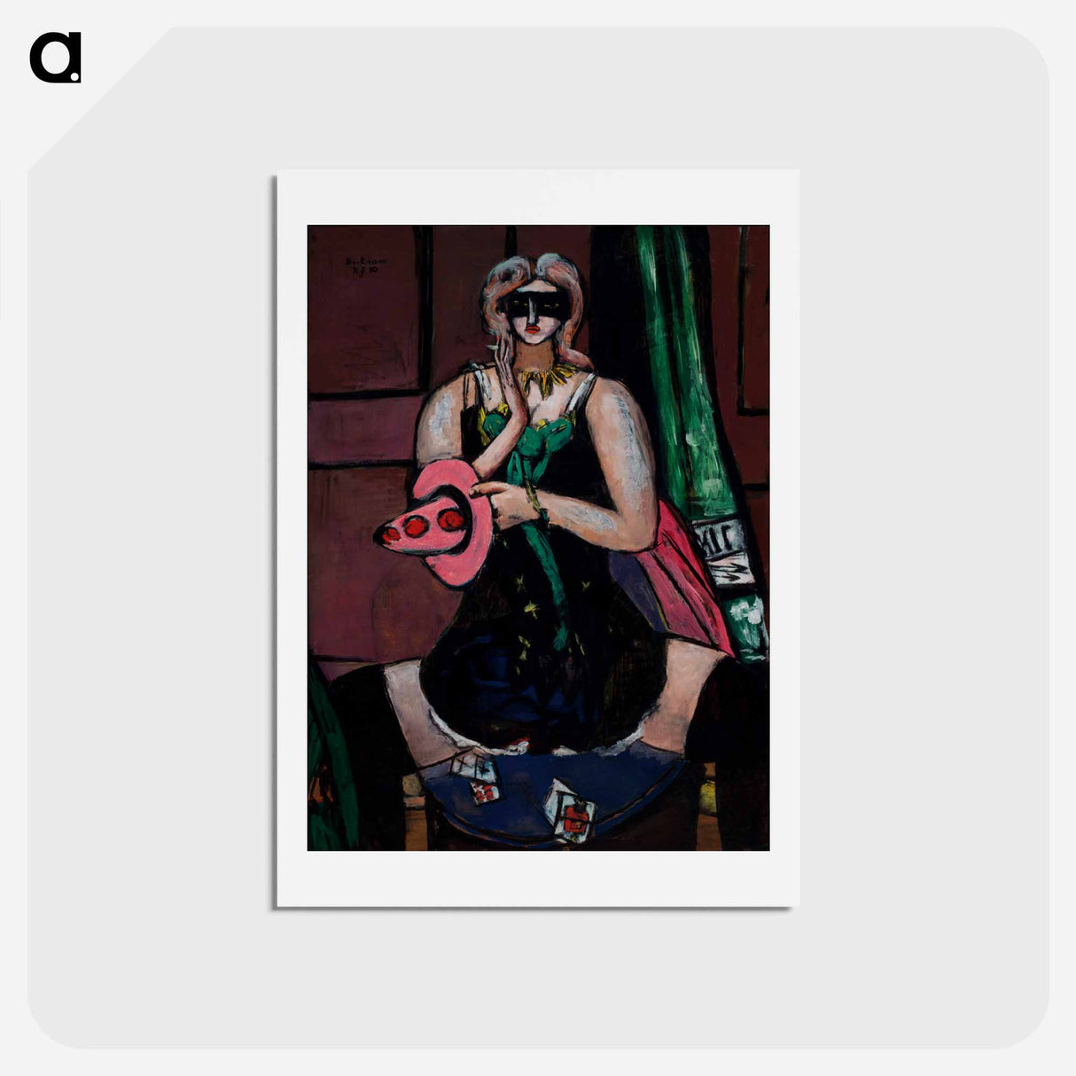 アートポストカード-Carnival Mask, Green, Violet, and Pink (Columbine)
- マックス ベックマン Postcard.