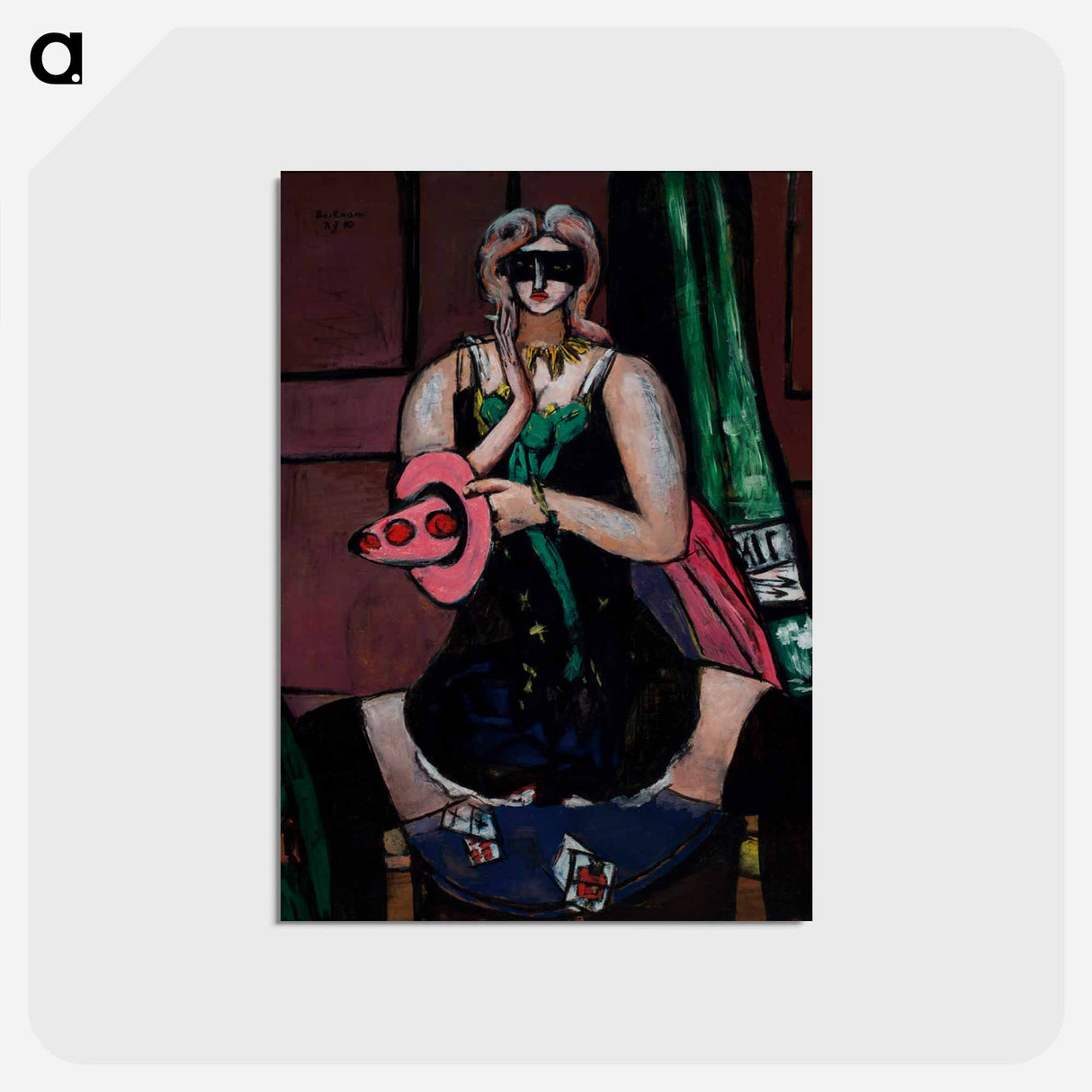 アートポストカード-Carnival Mask, Green, Violet, and Pink (Columbine)
- マックス ベックマン Postcard.