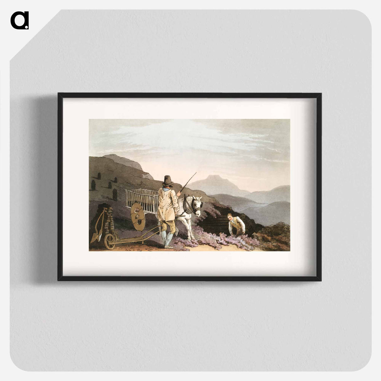 Illustration of peat cart from The Costume of Yorkshire - 19世紀のヨークシャー Poster.