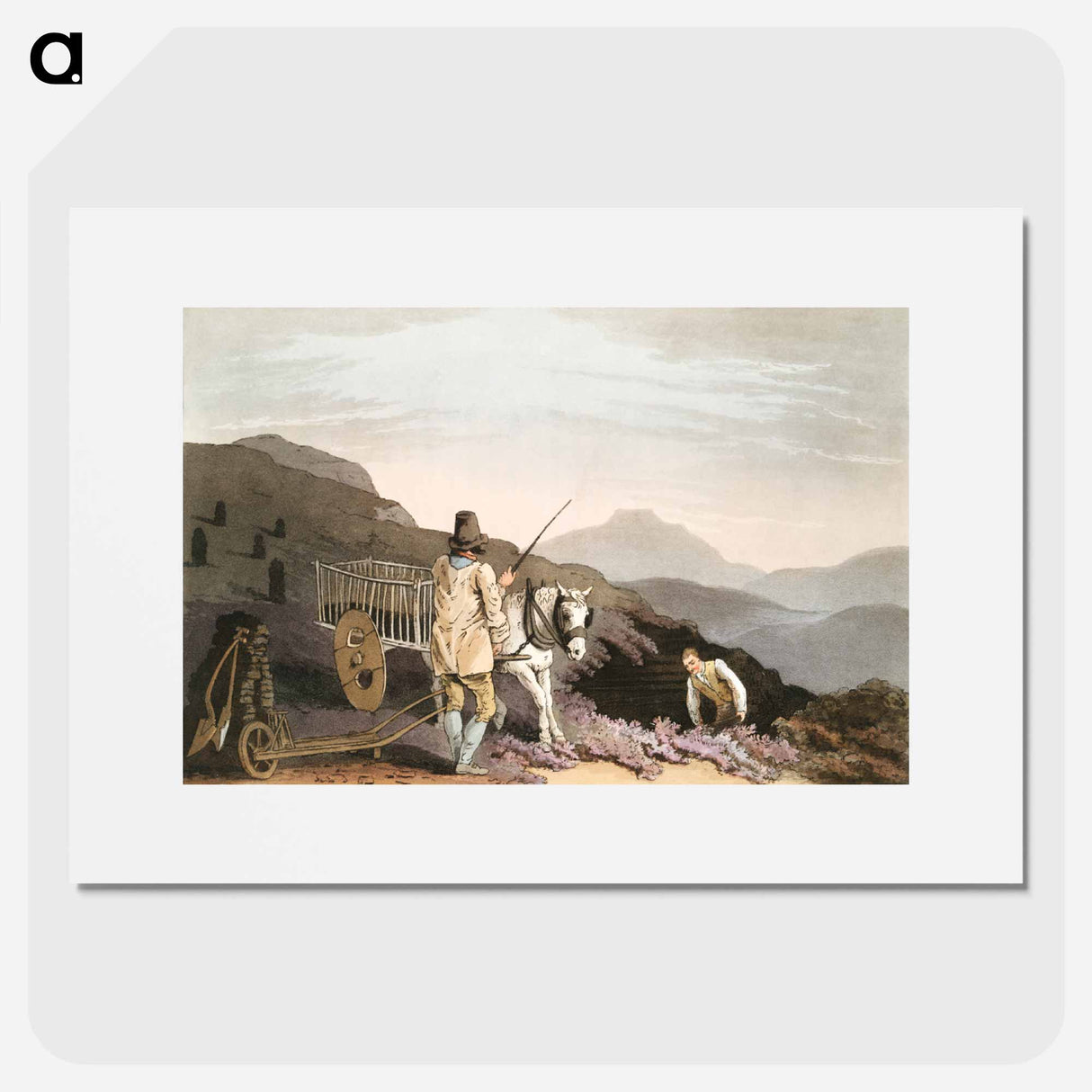 Illustration of peat cart from The Costume of Yorkshire - 19世紀のヨークシャー Poster.