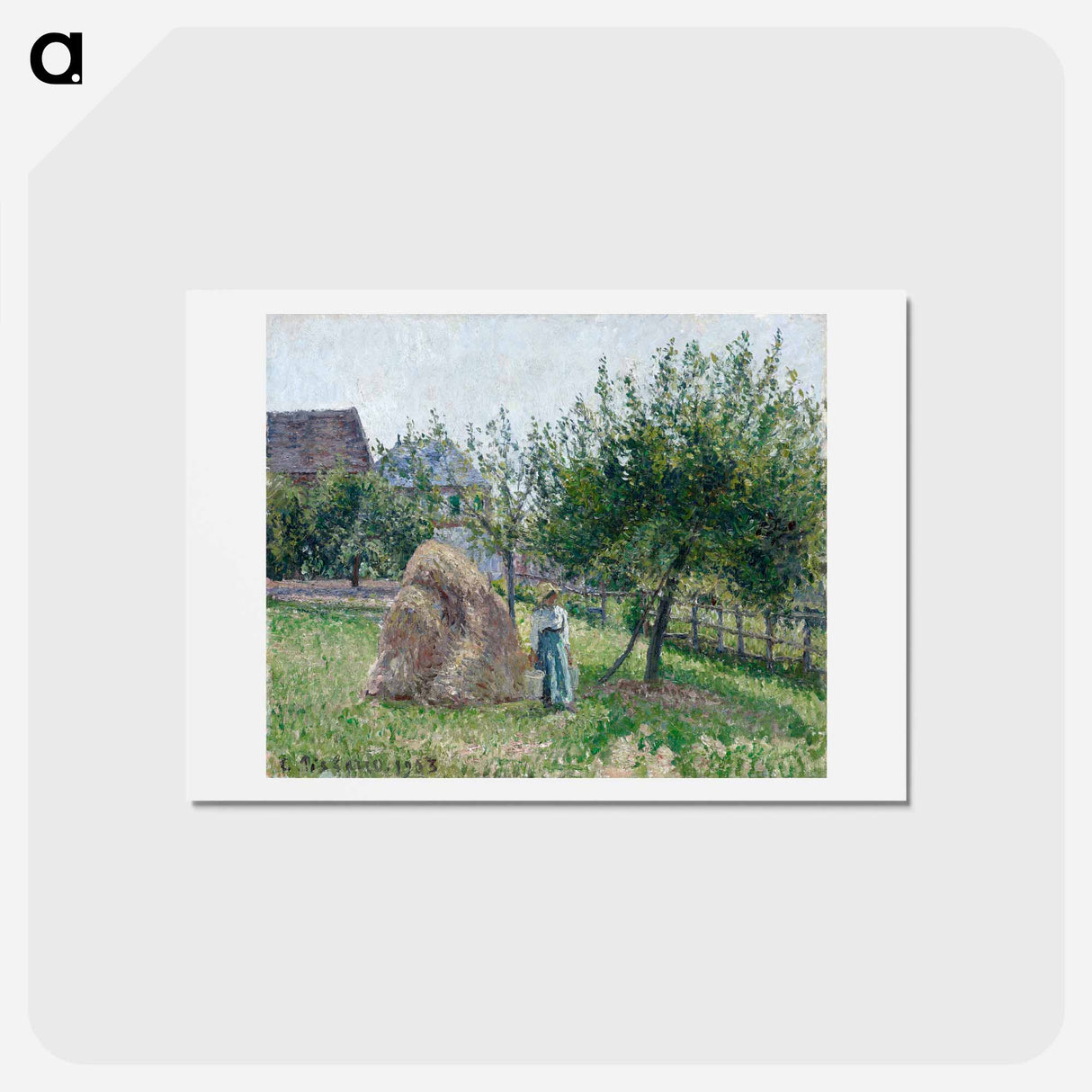 アートポストカード-Apple trees in Eragny, sunny morning - カミーユ ピサロ Postcard.
