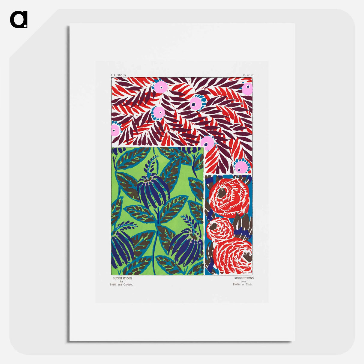 Suggestions pour étoffes et tapis: 60 motifs en couleur - E.A.セギー Poster.