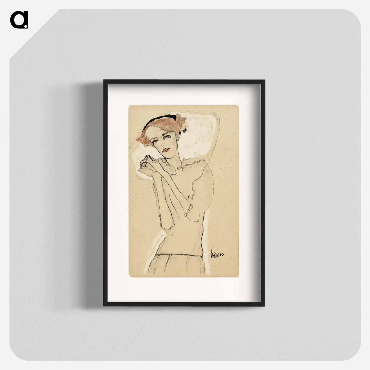 アートポスター-Postcard from the Wiener Werkstätte No. 288: Portrait of a young woman by Egon Schiele and Wiener Werkstätte - エゴン シーレ Poster.