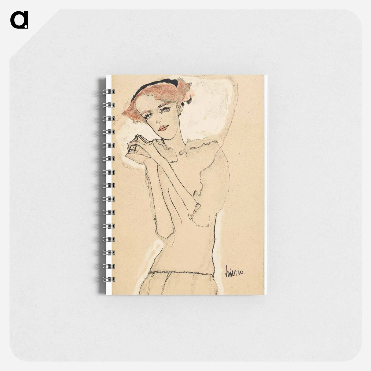 Postcard from the Wiener Werkstätte No. 288: Portrait of a young woman by Egon Schiele and Wiener Werkstätte - エゴン シーレ Memo.