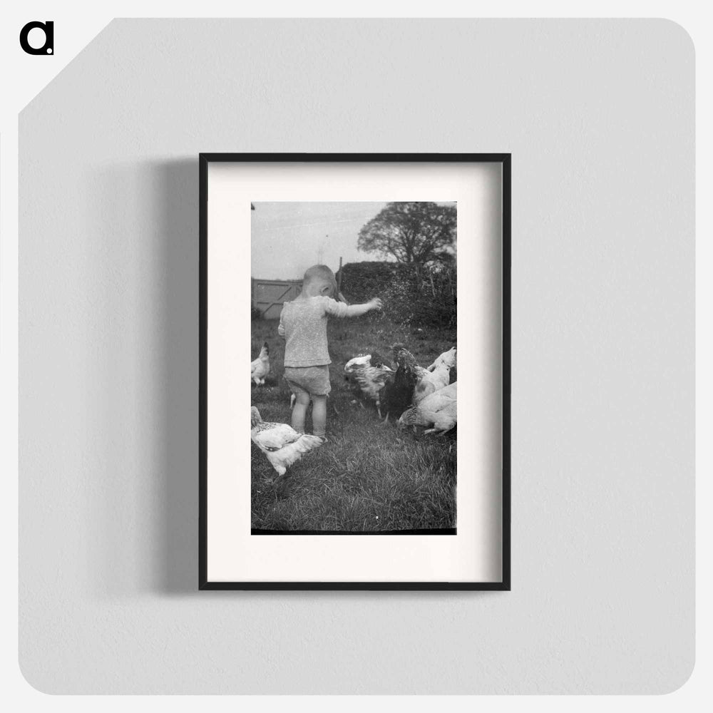 Michael Johnson feeding the chickens, Somerset - エリック リー ジョンソン Poster.