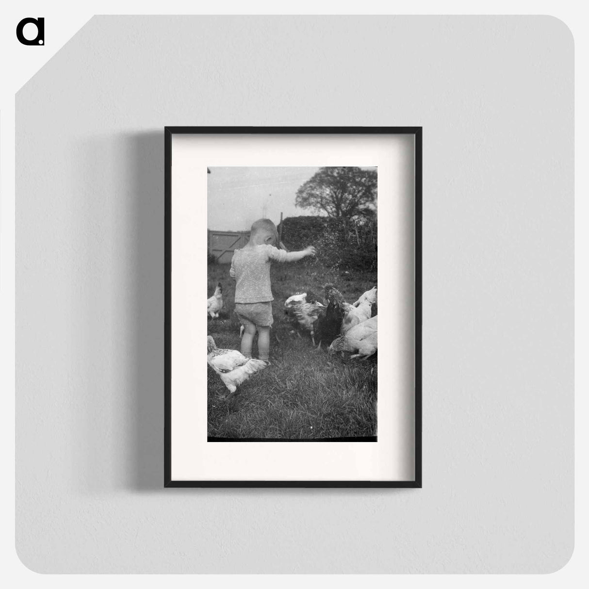 Michael Johnson feeding the chickens, Somerset - エリック リー ジョンソン Poster.