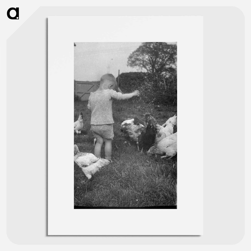 Michael Johnson feeding the chickens, Somerset - エリック リー ジョンソン Poster.