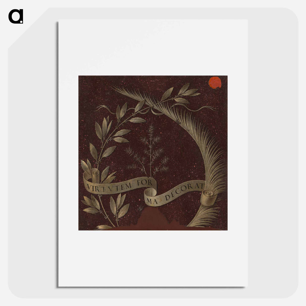 Leonardo da Vinci's Wreath of Laurel, Palm, and Juniper with a Scroll inscribed Virtutem Forma Decorat - Leonardo da Vinci Poster.