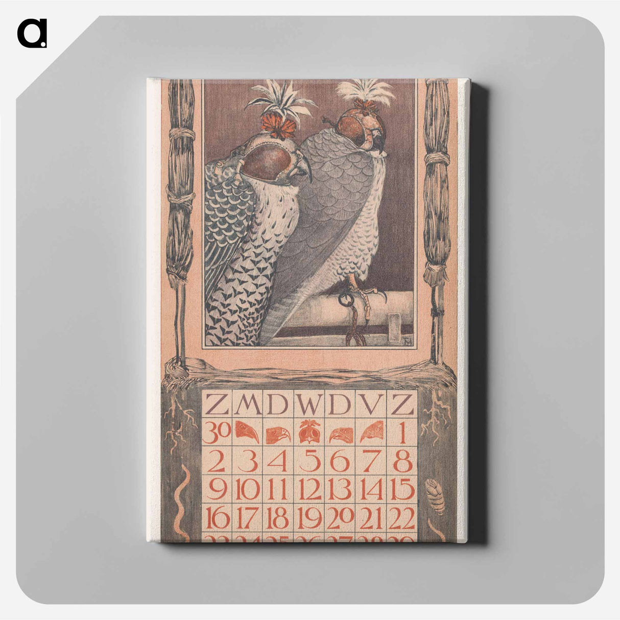 Calendar november met twee valken - Theo van Hoytema Canvas.