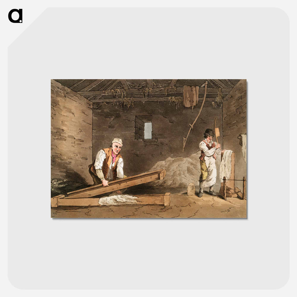 Illustration of line swinglers from The Costume of Yorkshire - 19世紀のヨークシャー Postcard.