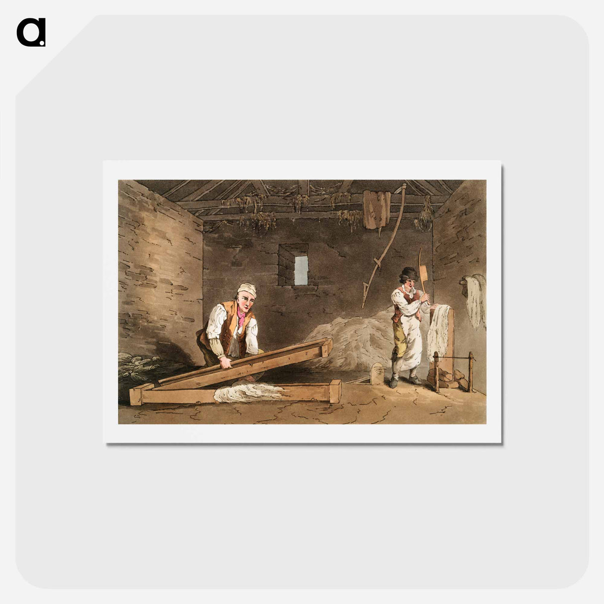 Illustration of line swinglers from The Costume of Yorkshire - 19世紀のヨークシャー Postcard.