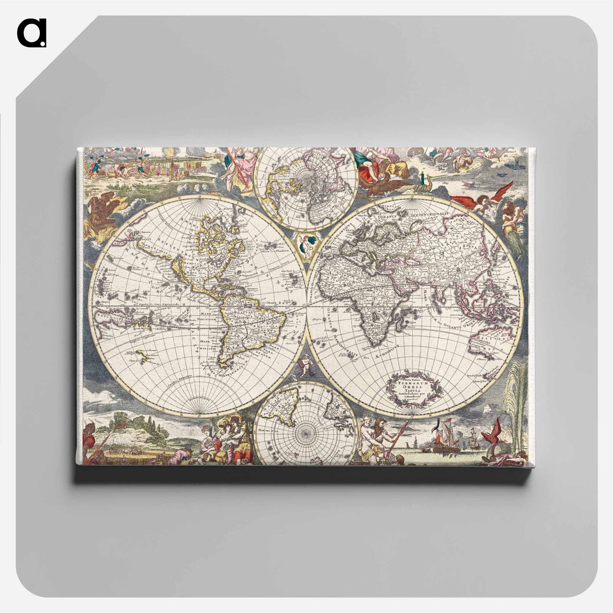 Nova Totius Terrarum orbis tabula - アンティーク地図 Canvas.