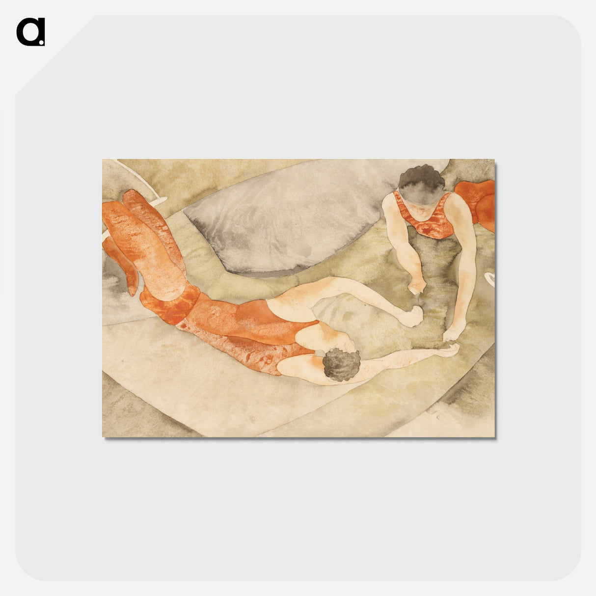 Two Trapeze Performers in Red - チャールズ デムス Postcard.