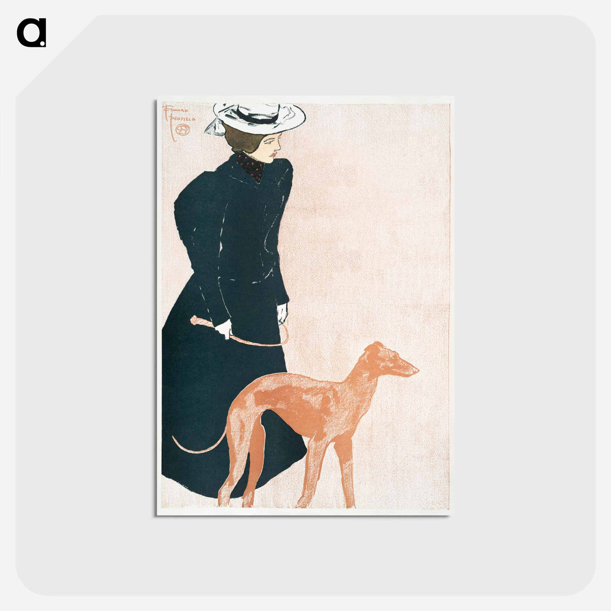 アートポストカード-Woman with Greyhound - エドワード ペンフィールド Postcard.