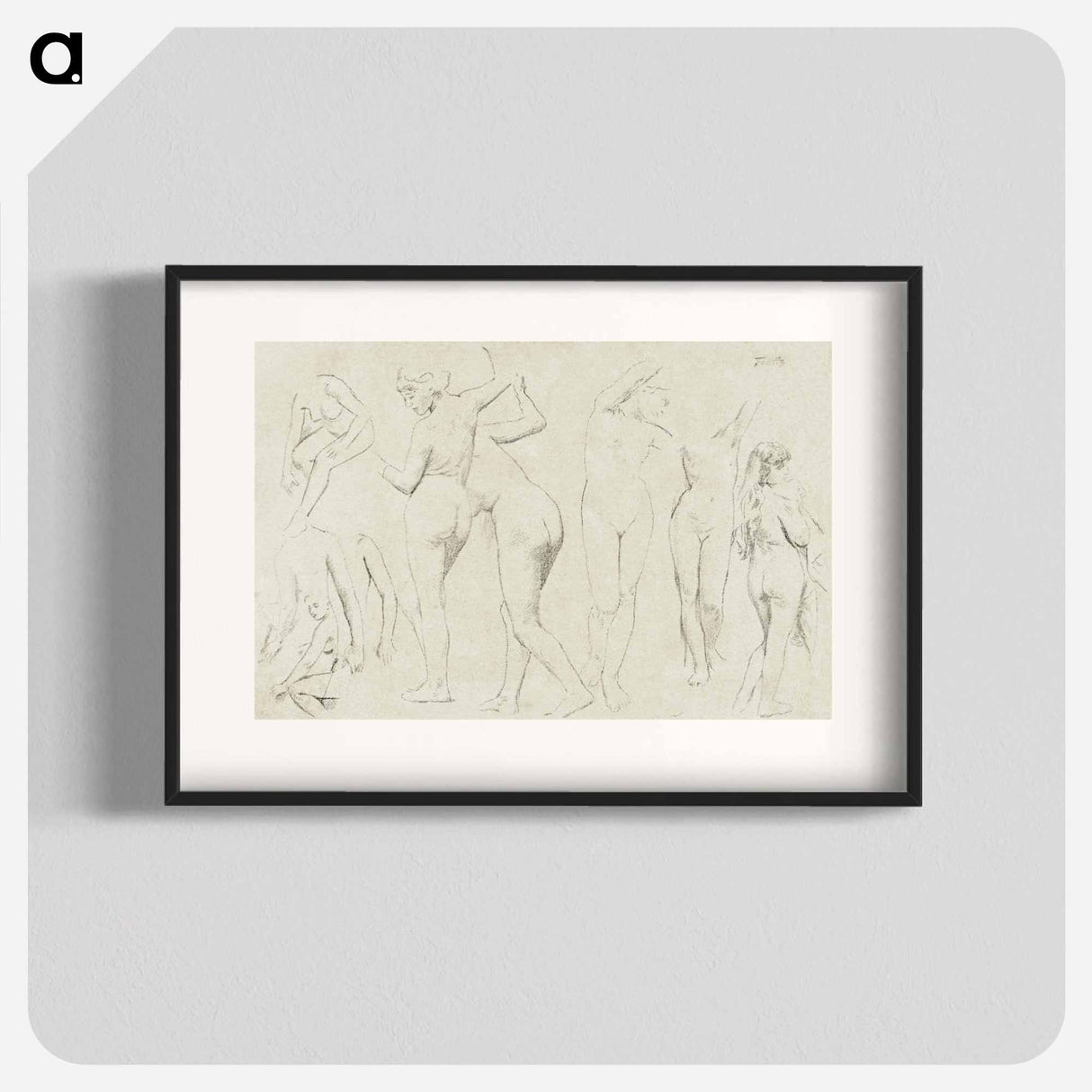 Vijf naaktstudies; drie met opgeheven armen, de andere op de rug gezien - アンリ ファンタン ラトゥール Poster.