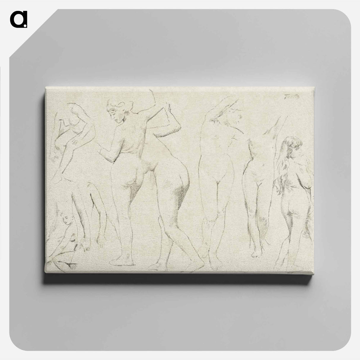 Vijf naaktstudies; drie met opgeheven armen, de andere op de rug gezien - アンリ ファンタン ラトゥール Canvas.