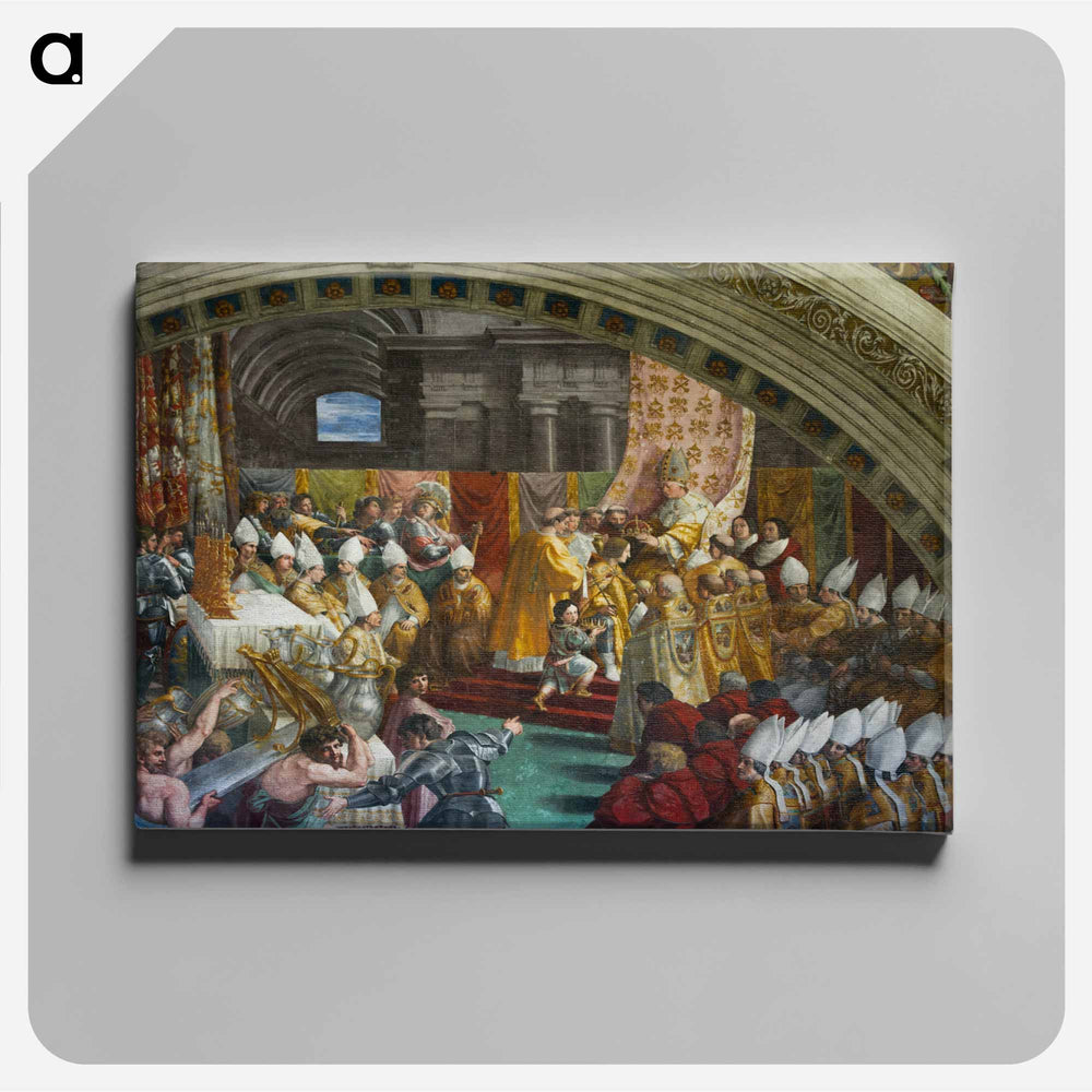 Detail coronation Charles the Great (Francis 1st of France) by Pope Leo III (Leo X) Vatican 11 - ラファエロ サンティ Canvas.