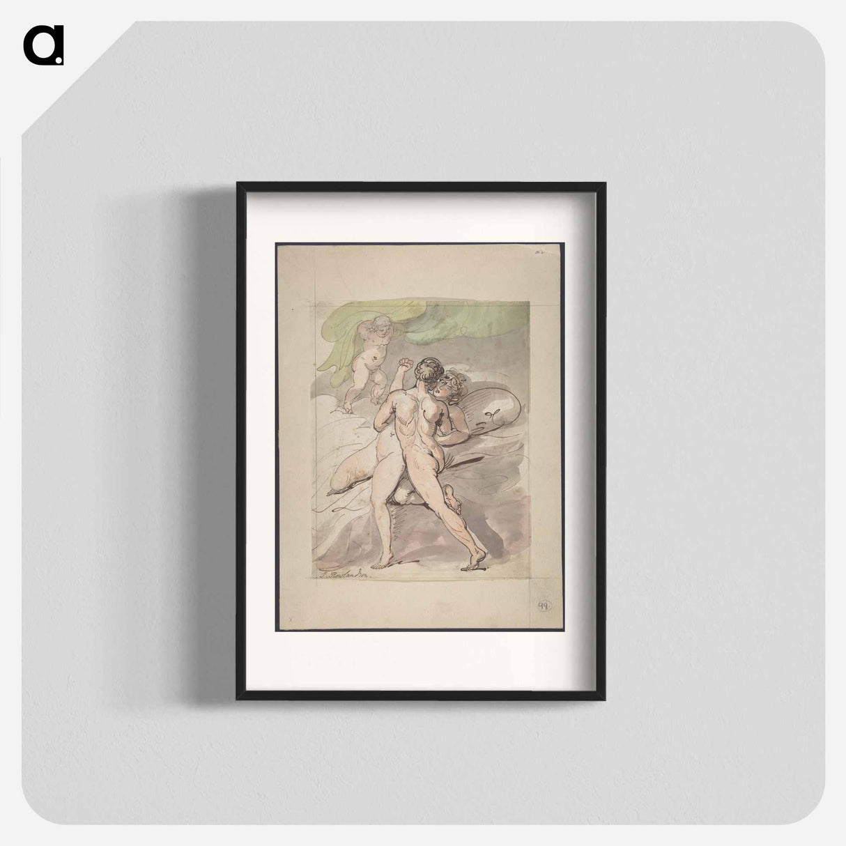 Nude Couple Embracing - ウィリアム ブレイク Poster.
