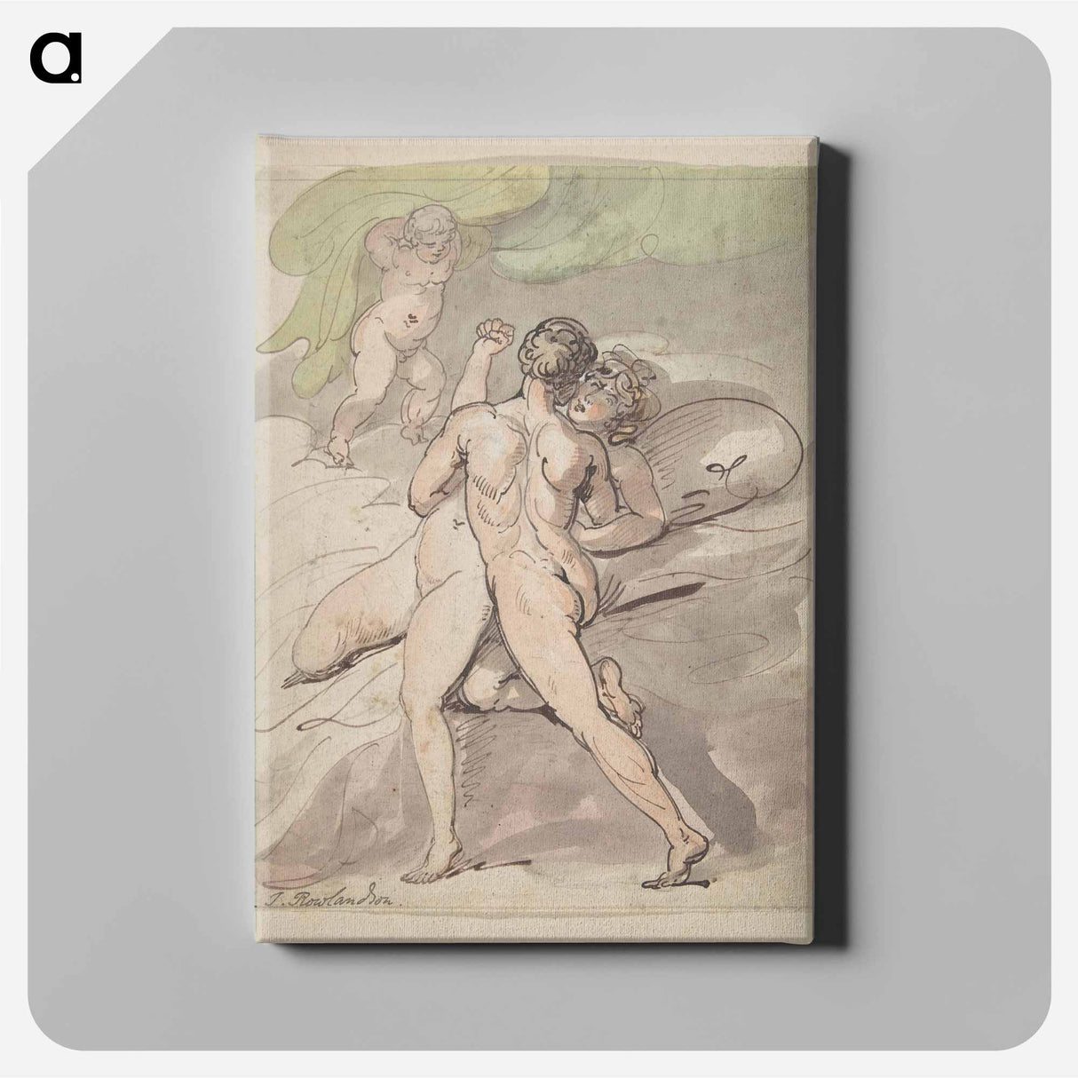 アートパネル-Nude Couple Embracing - ウィリアム ブレイク Canvas.
