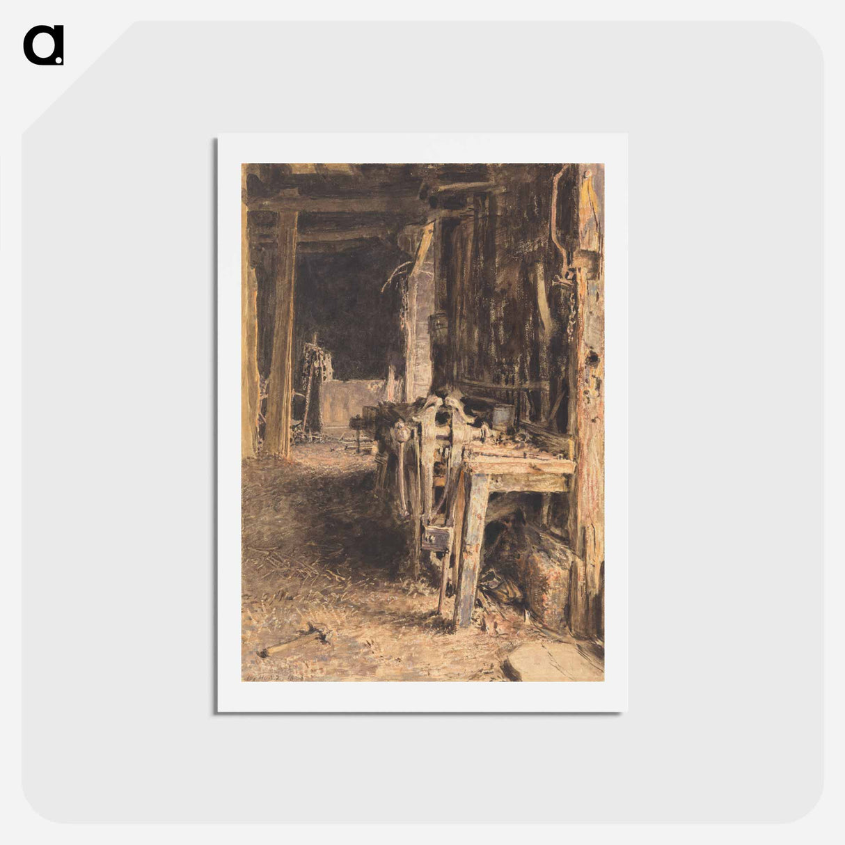 アートポストカード-Barn Interior - ウィリアム ヘンリー ハント Postcard.