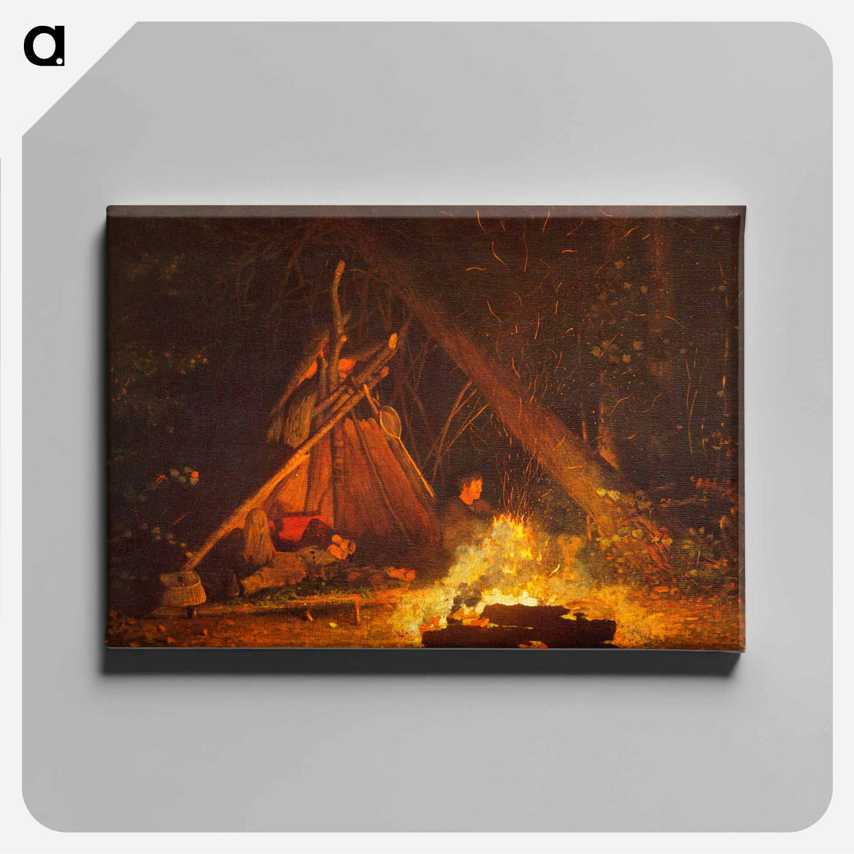 アートパネル-Camp Fire - ウィンスロー ホーマー Canvas.