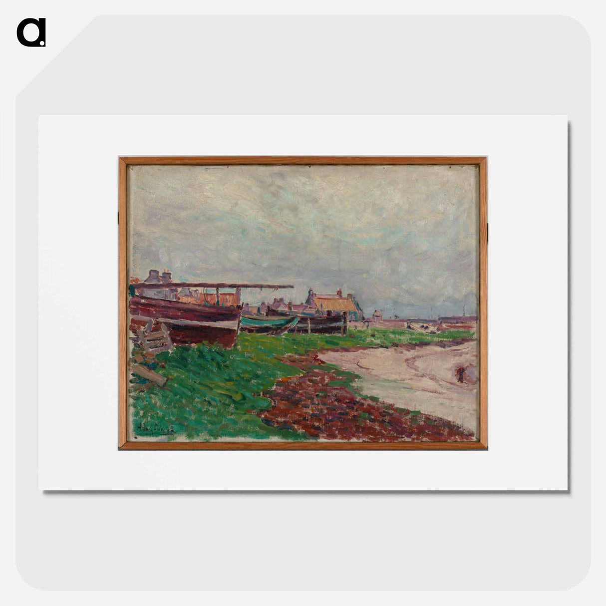 Rantakylä ja veneitä - アルフレッド ウィリアム フィンチ Poster.