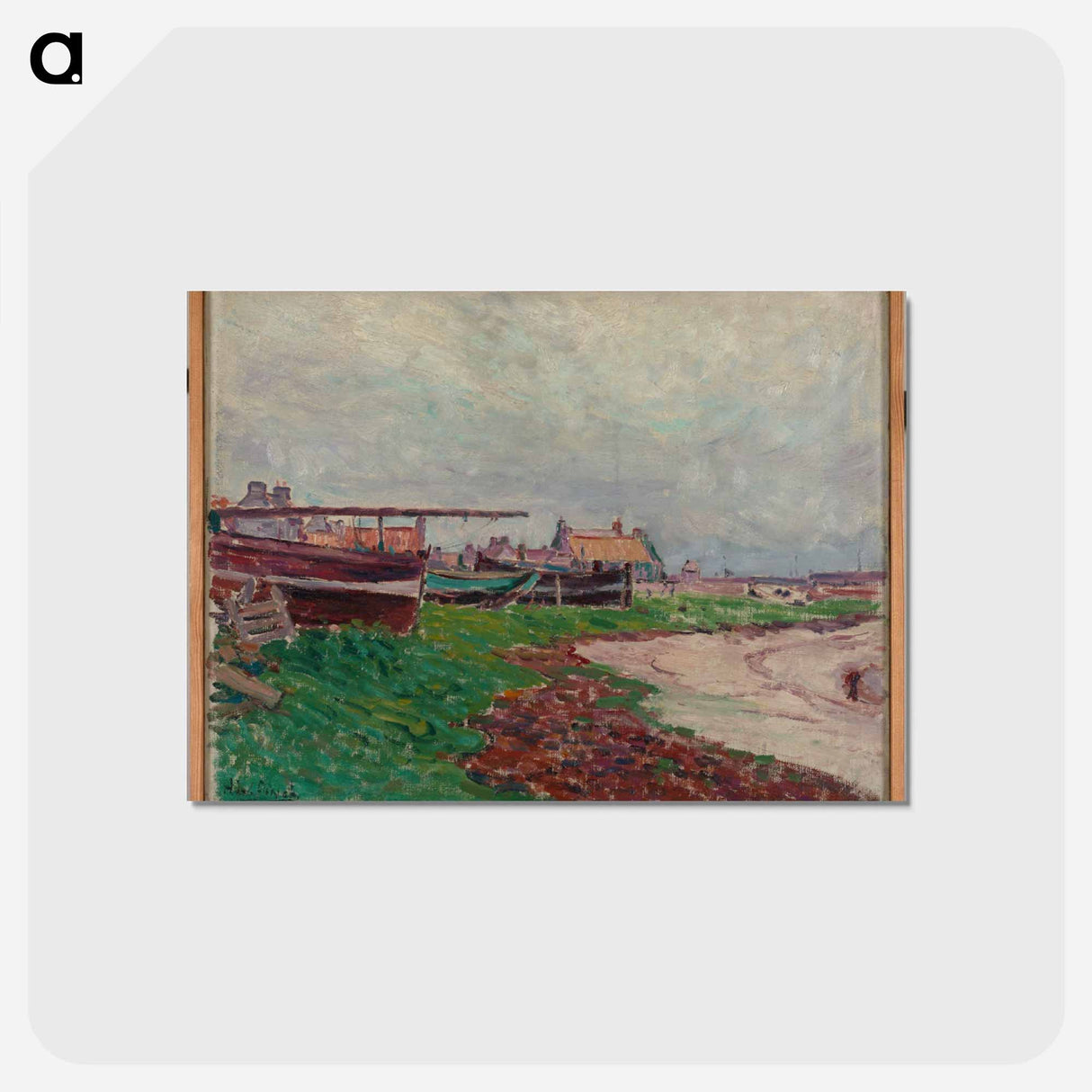 Rantakylä ja veneitä - アルフレッド ウィリアム フィンチ Postcard.