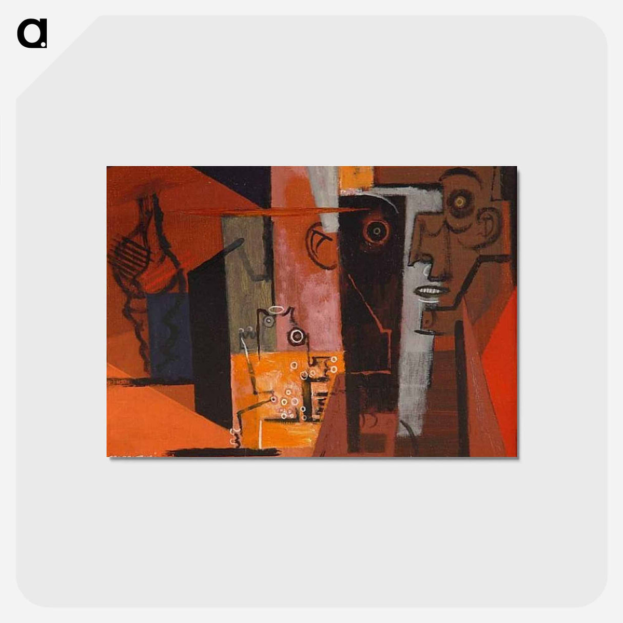 アートポストカード-Composition au visage et au coquillage - ルイ マルクーシ Postcard.