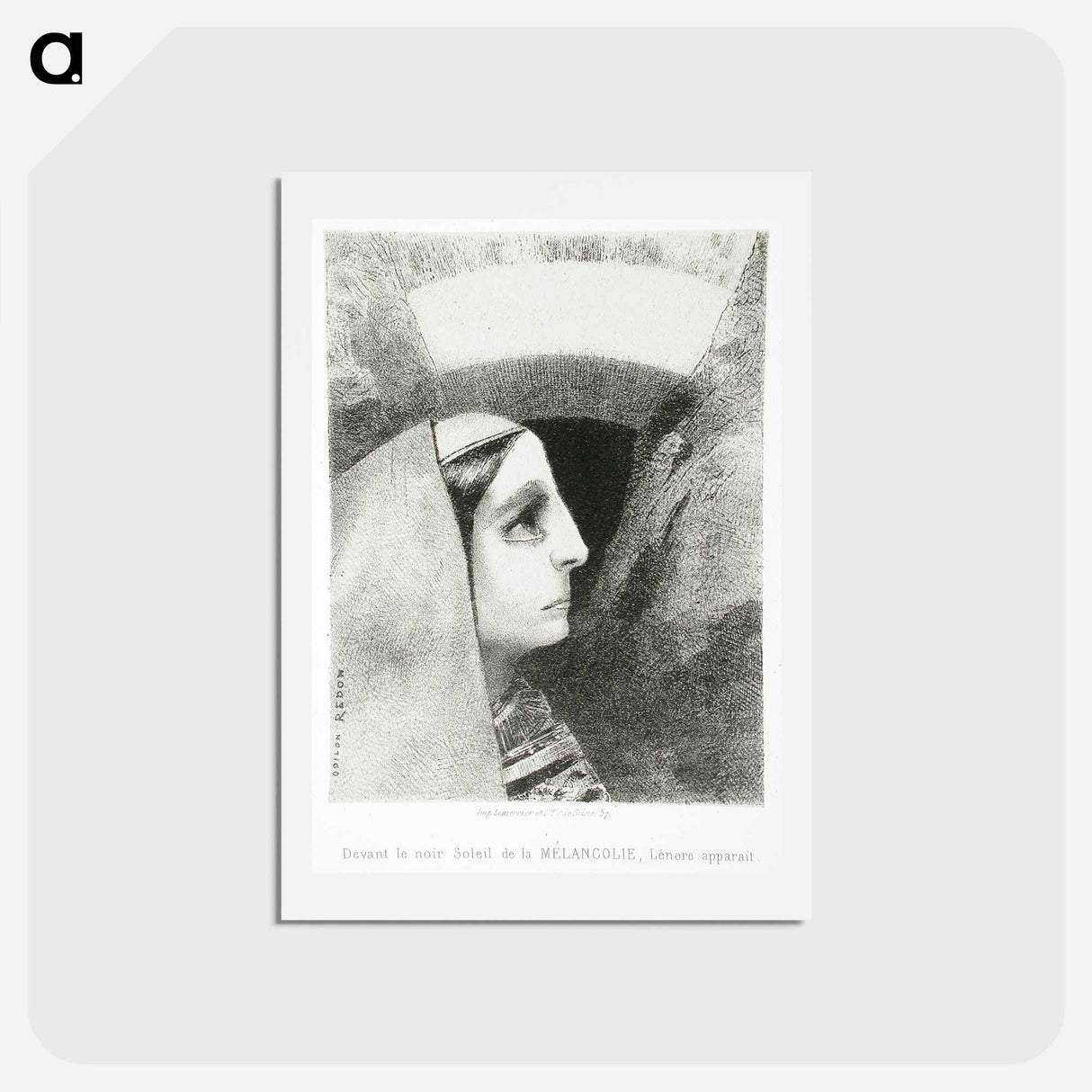 アートポストカード-À Edgar Poe (Devant le noir soleil de la Mélancolie, Lénore apparaît) - オディロン ルドン Postcard.