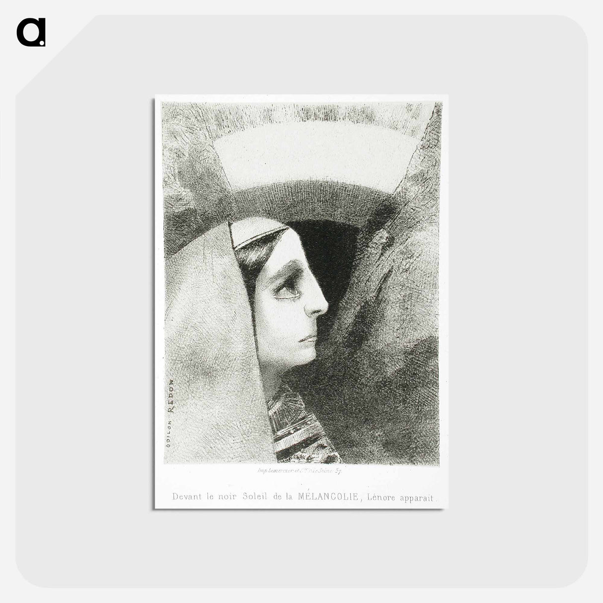 アートポストカード-À Edgar Poe (Devant le noir soleil de la Mélancolie, Lénore apparaît) - オディロン ルドン Postcard.