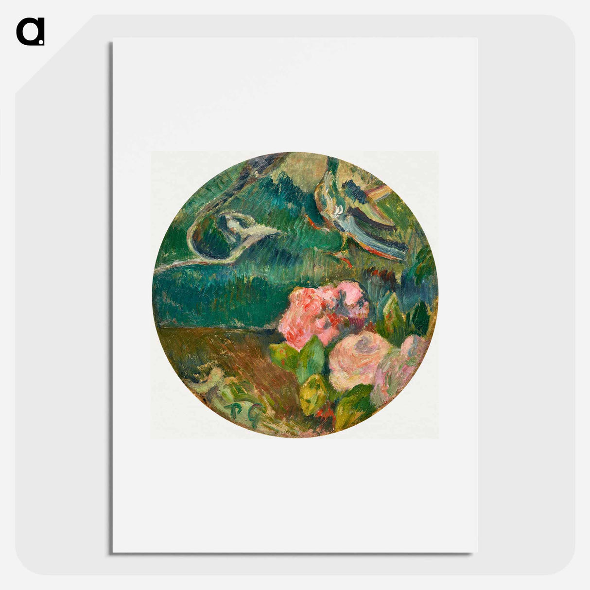 アートポスター-Flowers and Bird - ポール ゴーギャン Poster.