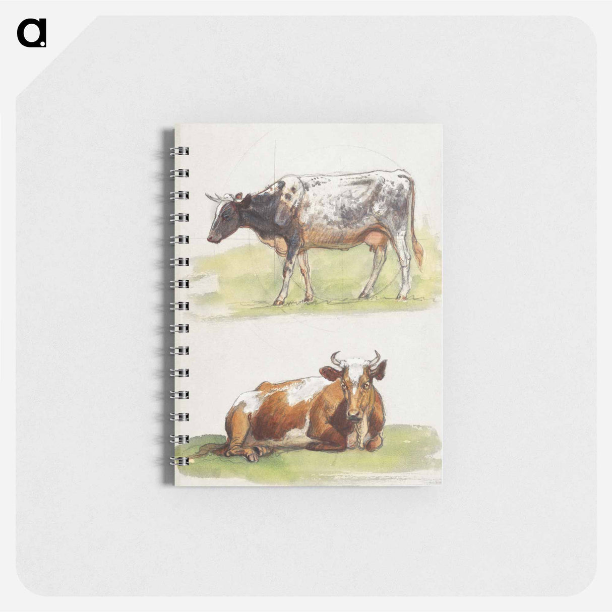 アートメモ帳-Cattle, a Cow Walking and a Cow Crouching - サミュエル コールマン Memo.