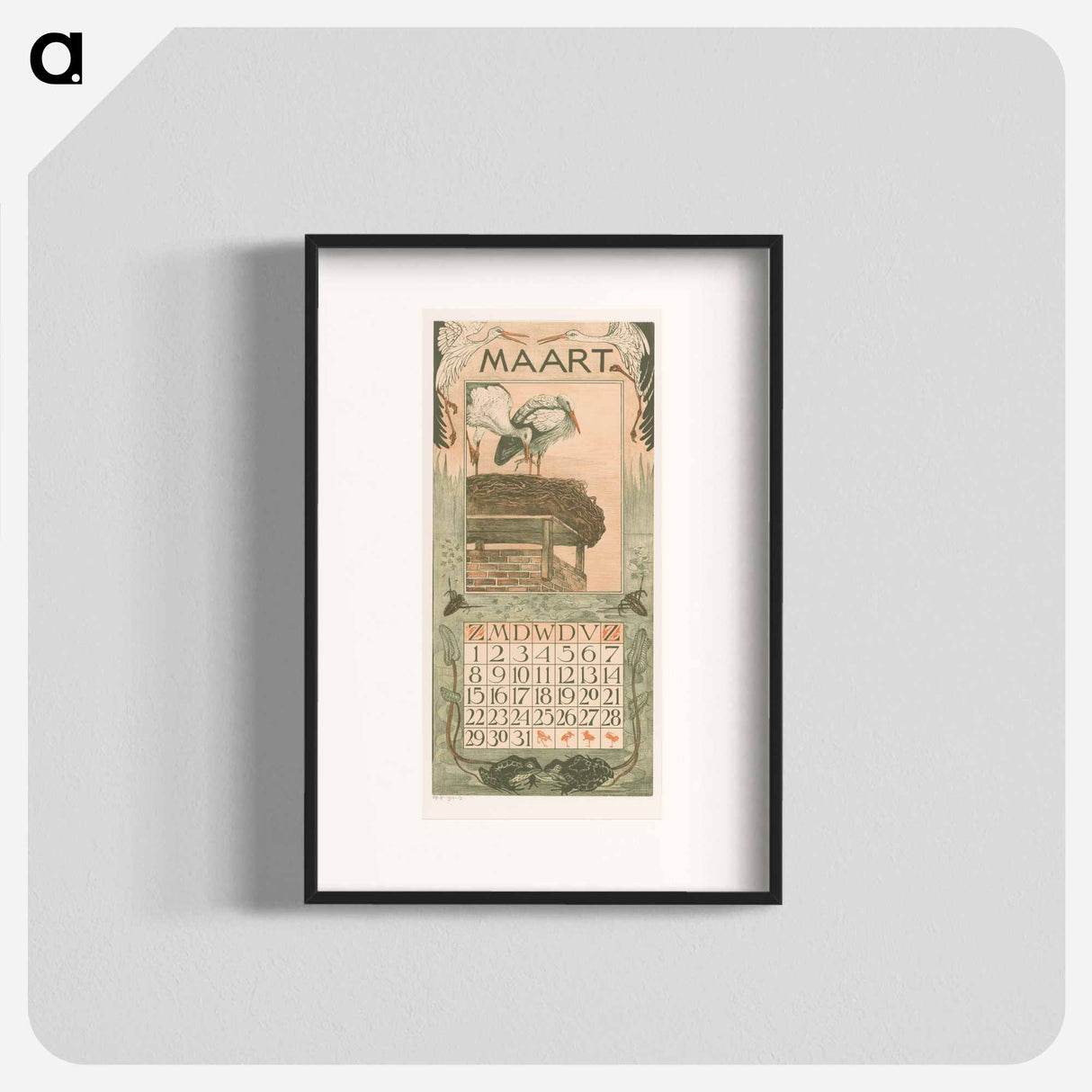 Calendar mark with flowers - Theo van Hoytema Poster.