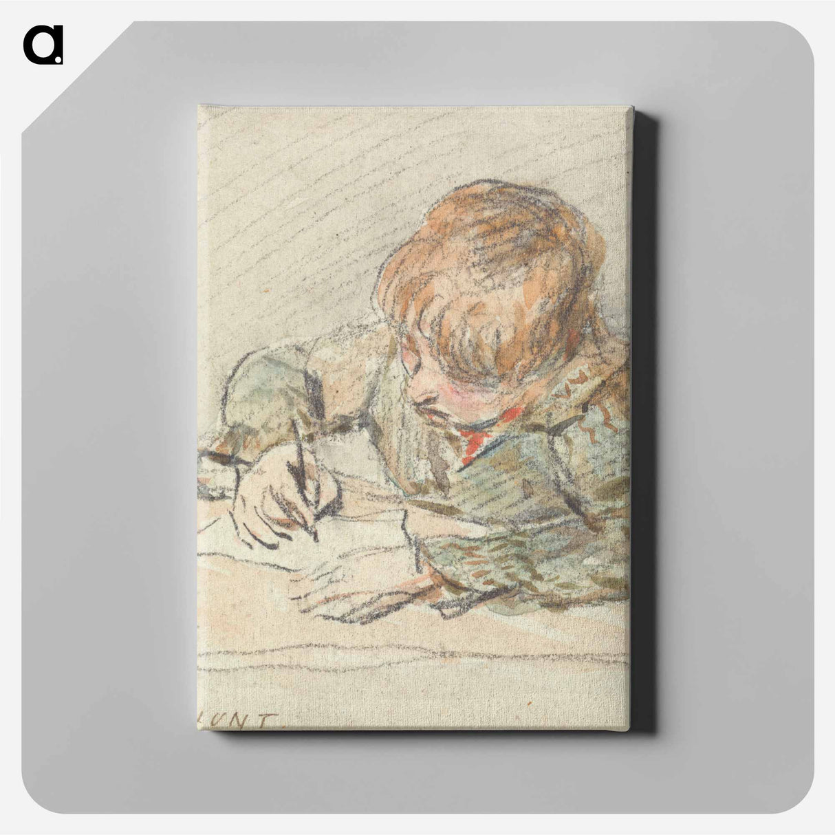 A Boy Writing - William Henry Hunt Canvas.