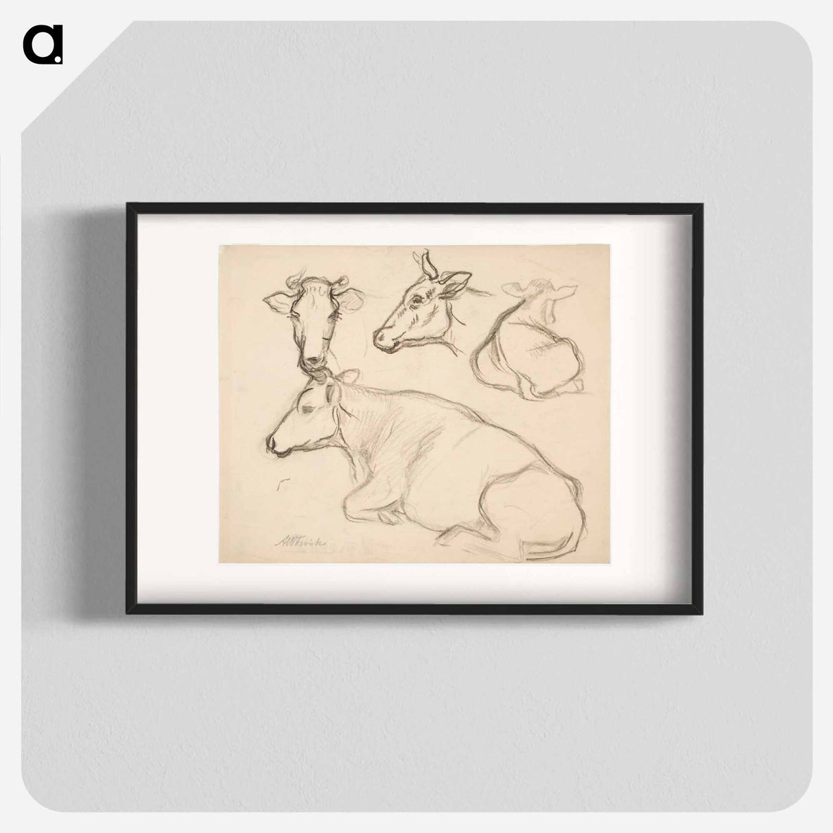 Lehmäharjoitelmia - アルフレッド ウィリアム フィンチ Poster.