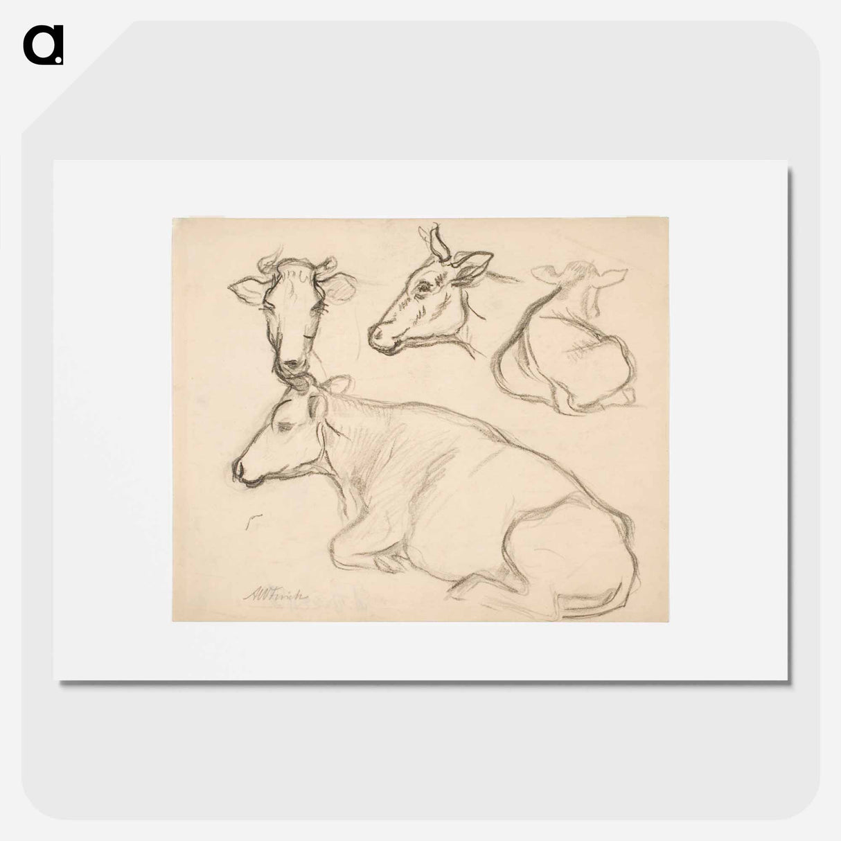 Lehmäharjoitelmia - アルフレッド ウィリアム フィンチ Poster.