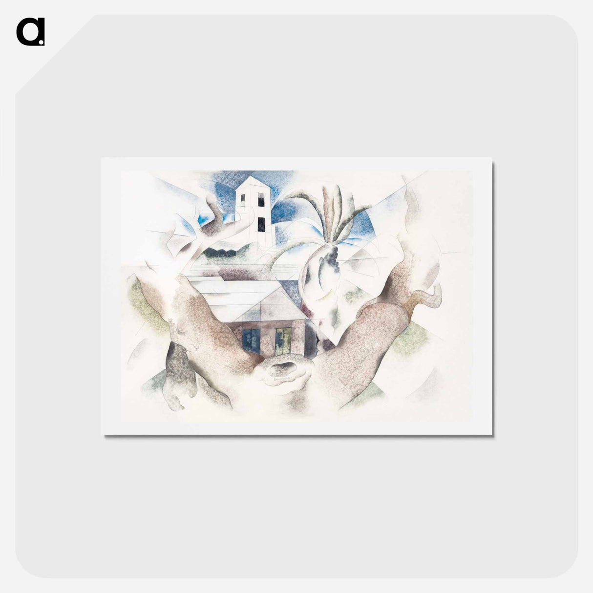 アートポストカード-Bermuda No. 1, Tree and House - チャールズ デムス Postcard.