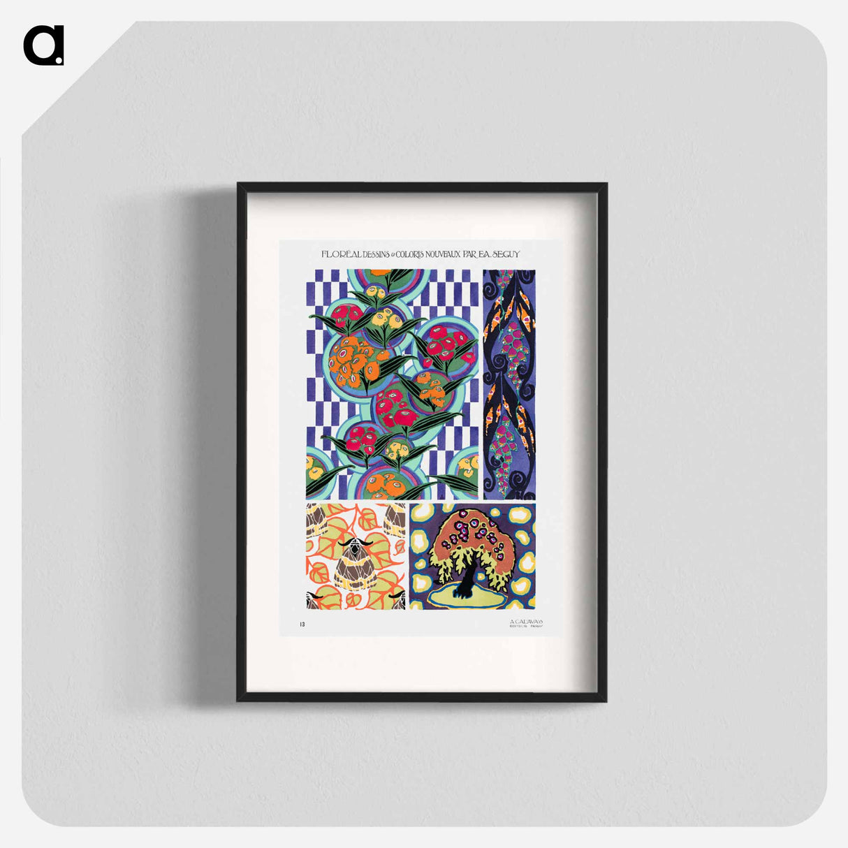 Floral colorful background, vintage art deco & art nouveau background, plate no. 13. - E.A.セギー Poster.